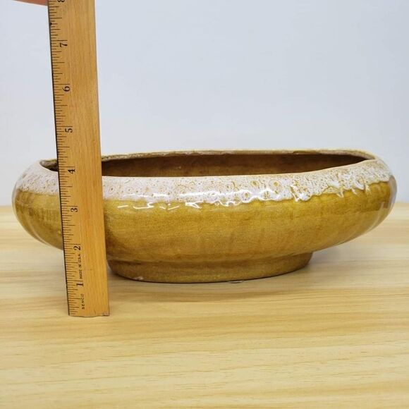 MCM Golden Brown & Cream Drip Glazed Large Planter Pot - Picture 10 of 11